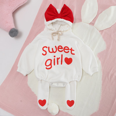 Zīdaiņu flīsa bodijs ar apdruku un lentes kapuci