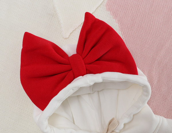 Zīdaiņu flīsa bodijs ar apdruku un lentes kapuci