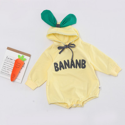 Zīdaiņu flīsa bodijs ar apdruku un kapuci ar ausīm