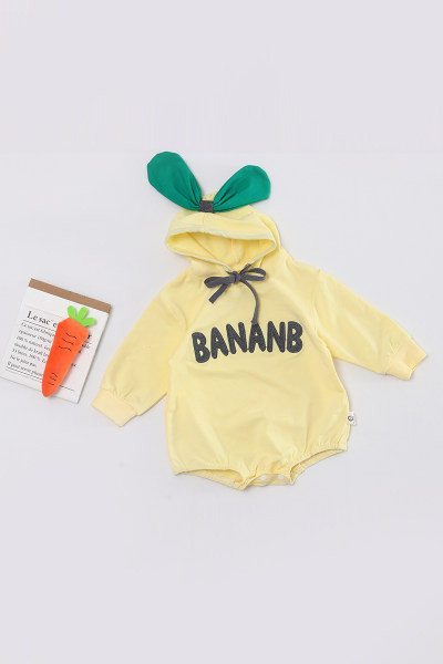 Zīdaiņu flīsa bodijs ar apdruku un kapuci ar ausīm