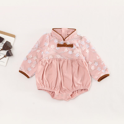 Formāls bērnu bodijs ar garām piedurknēm un tillu ar ziedu motīvu