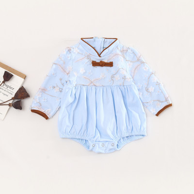 Formāls bērnu bodijs ar garām piedurknēm un tillu ar ziedu motīvu