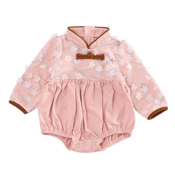 Formāls bērnu bodijs ar garām piedurknēm un tillu ar ziedu motīvu