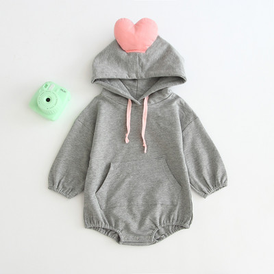 Zīdaiņu flīsa bodijs ar garām piedurknēm ar kapuci