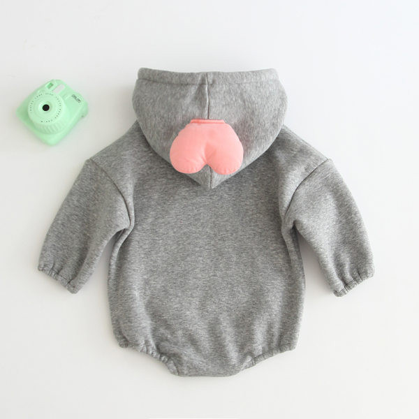 Zīdaiņu flīsa bodijs ar garām piedurknēm ar kapuci