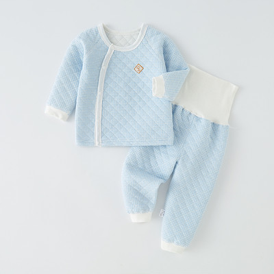 Stepēts bērnu divdaļīgs komplekts ar pogām un augstu vidukli