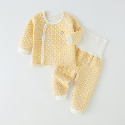 Stepēts bērnu divdaļīgs komplekts ar pogām un augstu vidukli