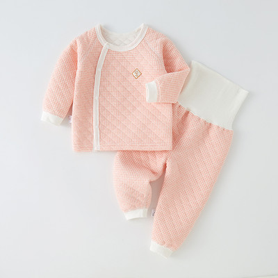 Stepēts bērnu divdaļīgs komplekts ar pogām un augstu vidukli