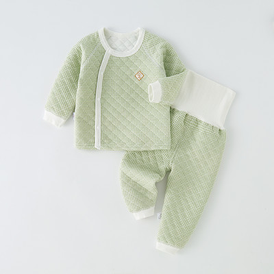 Stepēts bērnu divdaļīgs komplekts ar pogām un augstu vidukli