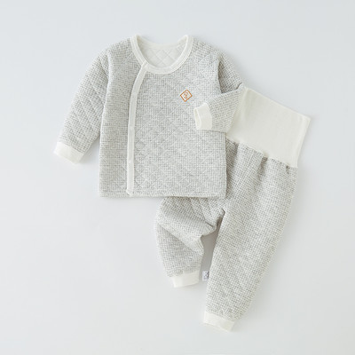 Stepēts bērnu divdaļīgs komplekts ar pogām un augstu vidukli