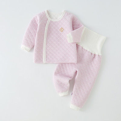 Stepēts bērnu divdaļīgs komplekts ar pogām un augstu vidukli