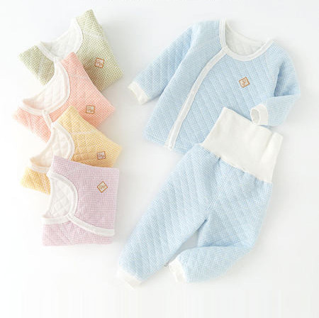 Stepēts bērnu divdaļīgs komplekts ar pogām un augstu vidukli