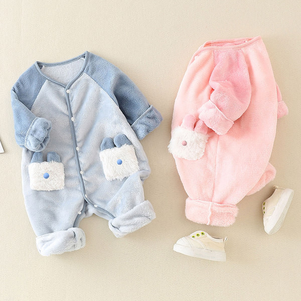 Zīdaiņu flīsa kombinezons ar kabatu un pogām