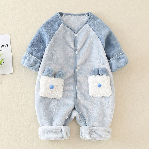 Zīdaiņu flīsa kombinezons ar kabatu un pogām