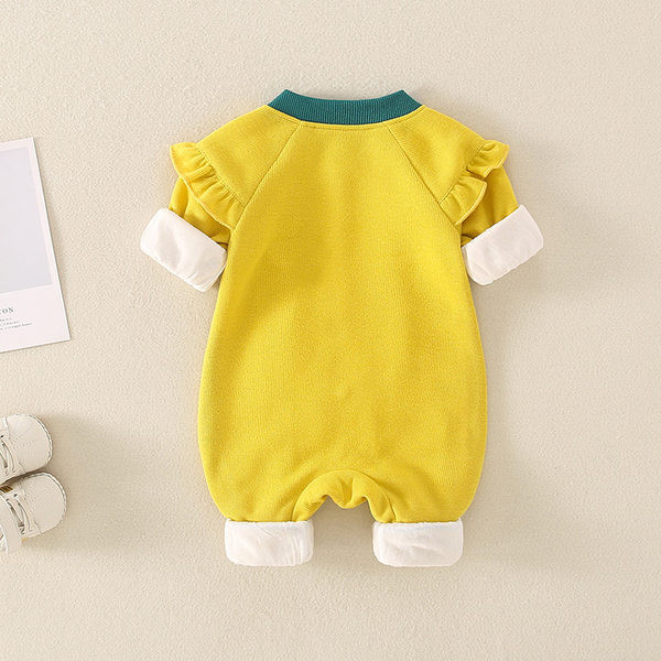 Alkalmi gyerek kombiné fürtökkel és színes nyomattal