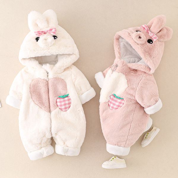 3D elemendi ja kapuutsiga kohev laste kombinesoon