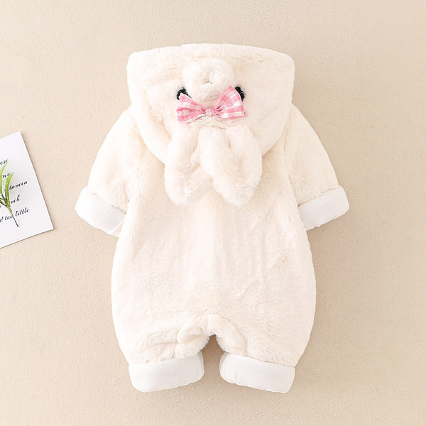 3D elemendi ja kapuutsiga kohev laste kombinesoon