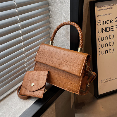 Moderna sieviešu ādas soma ar diviem rokturiem