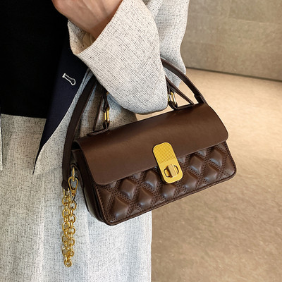 Sieviešu ādas soma ar metāla rokturi