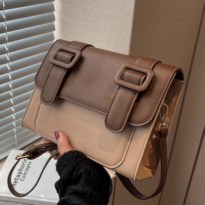 Jauna modeļa sieviešu kvadrātveida plecu soma no eko ādas