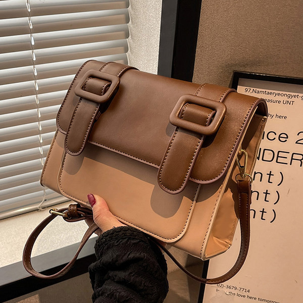 Jauna modeļa sieviešu kvadrātveida plecu soma no eko ādas