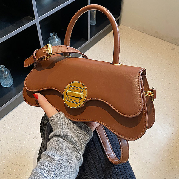 Jauna modeļa sieviešu ādas soma ar īsu un garu rokturi