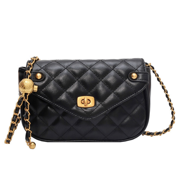 Moteriškas dygsniuotas krepšys su metaliniu užsegimu