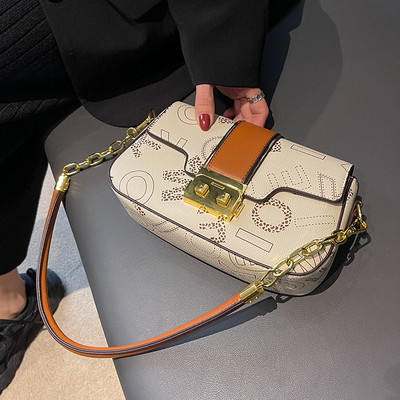 Női eko bőr alkalmi táska nyomattal és cipzárral