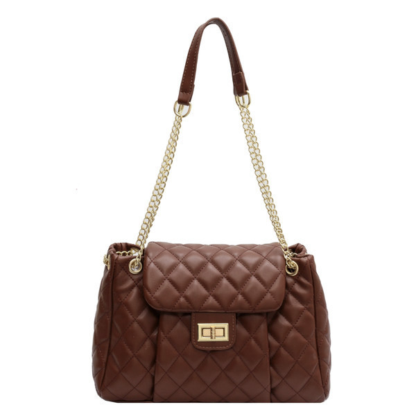 Stepēta sieviešu ādas soma ar metāla ķēdīti