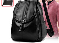 Lezser női bőr hátizsák fekete színben