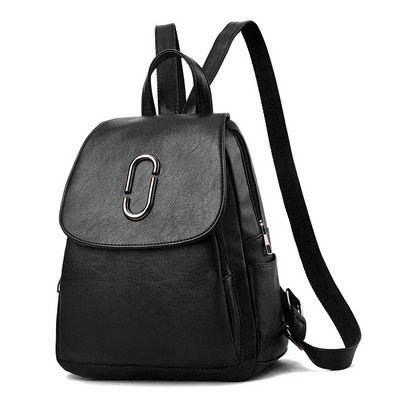 Modern női bőr hátizsák fekete színben