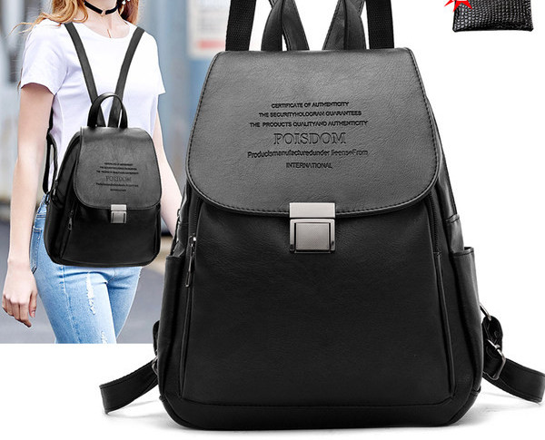 Modern női bőr hátizsák fekete színben