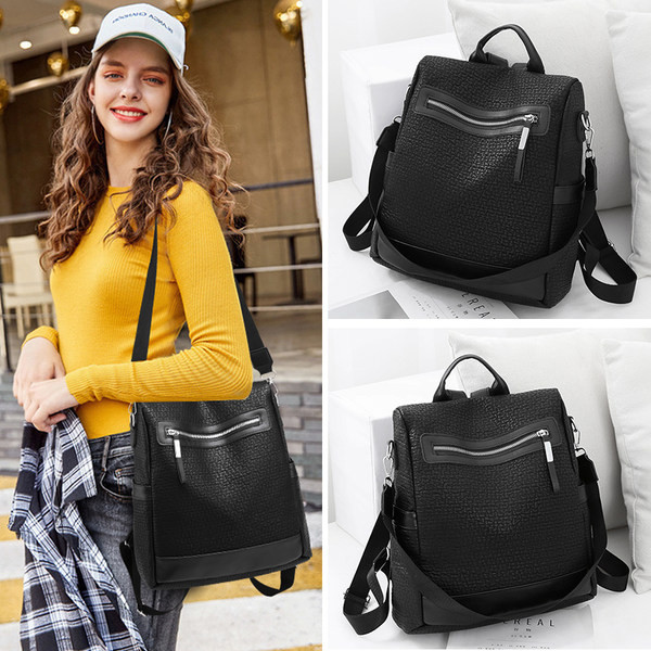 Tiszta modell női bőr hátizsák elülső zsebbel