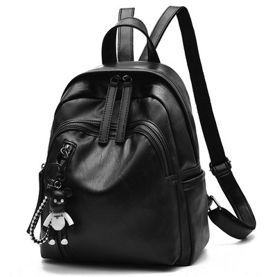 Ženski crni ruksak s patentnim zatvaračem