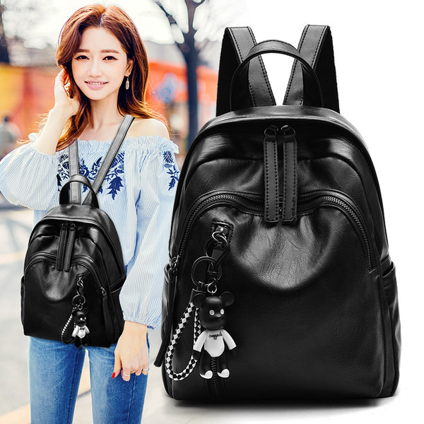 Ženski crni ruksak s patentnim zatvaračem