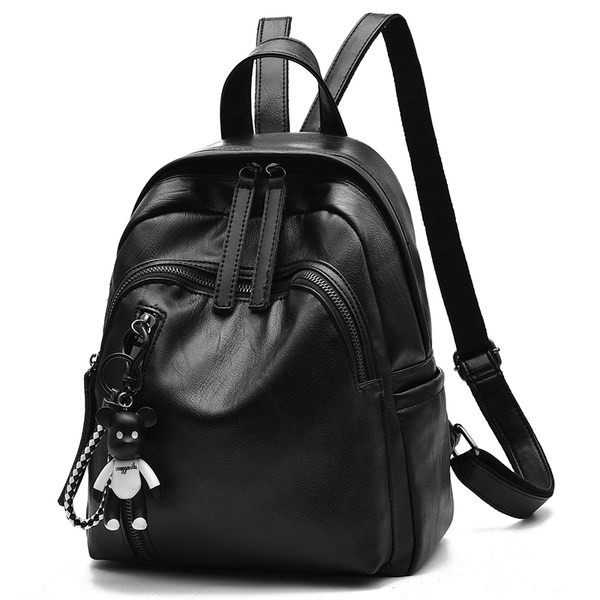 Ženski crni ruksak s patentnim zatvaračem