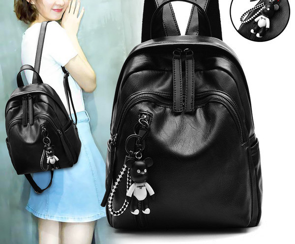 Sieviešu mugursoma ar priekšējo kabatu un rāvējslēdzēju