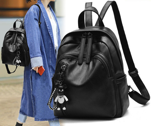 Sieviešu mugursoma ar priekšējo kabatu un rāvējslēdzēju