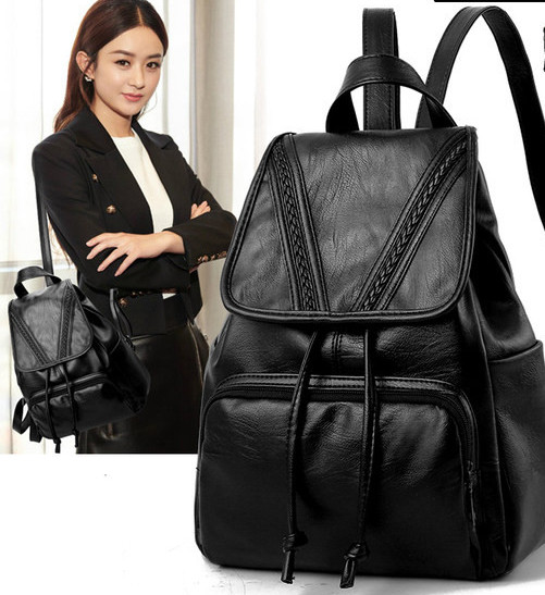 Lezser női hátizsák zsebbel fekete színben