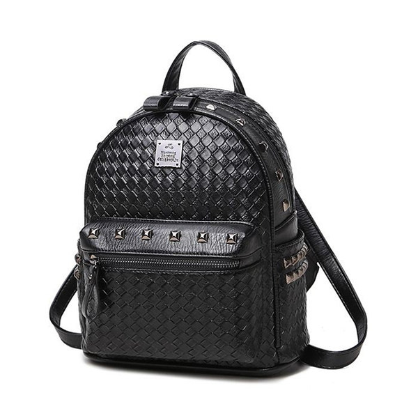 Női öko bőr hátizsák cipzárral és kövekkel