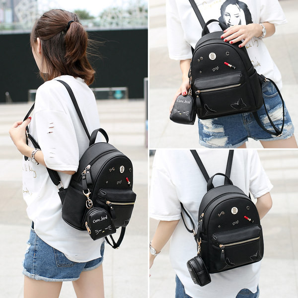 Divatos női hátizsák kulcstartós pénztárcával