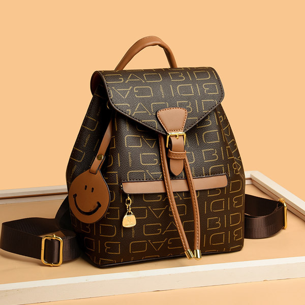 Női kisméretű öko bőr hátizsák nyomattal és zsebbel