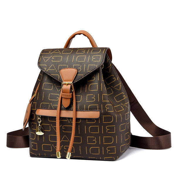 Női kisméretű öko bőr hátizsák nyomattal és zsebbel