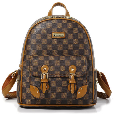 Sieviešu apdrukāta ikdienas mugursoma ar rāvējslēdzēju un sprādzes kabatu