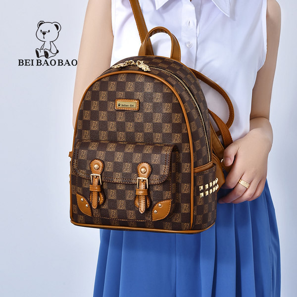 Sieviešu apdrukāta ikdienas mugursoma ar rāvējslēdzēju un sprādzes kabatu