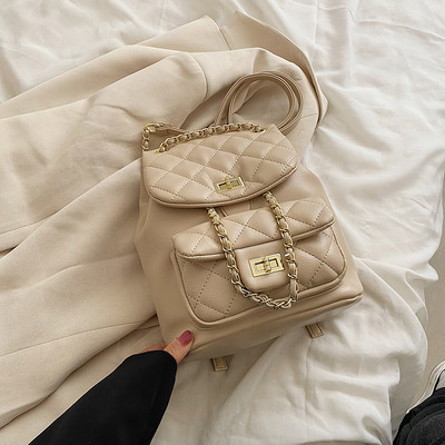 Naujo modelio moteriška odinė kuprinė su metaline grandinėle