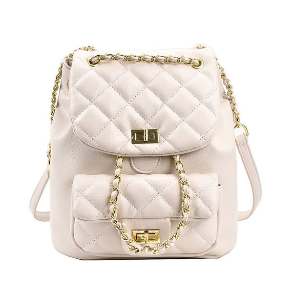 Naujo modelio moteriška odinė kuprinė su metaline grandinėle