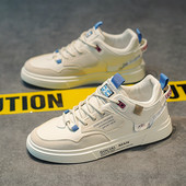 Ležerne muške kožne tenisice s ravnim potplatom na vezanje