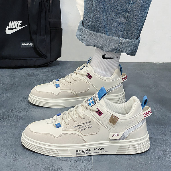 Ležerne muške kožne tenisice s ravnim potplatom na vezanje