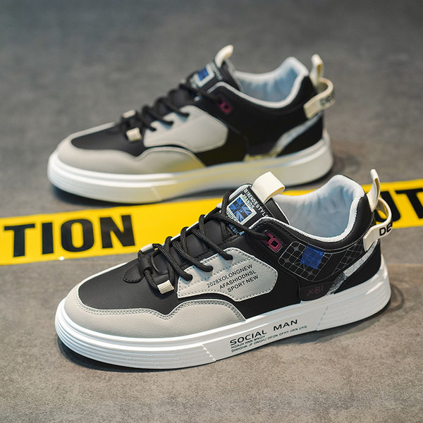 Ležerne muške kožne tenisice s ravnim potplatom na vezanje